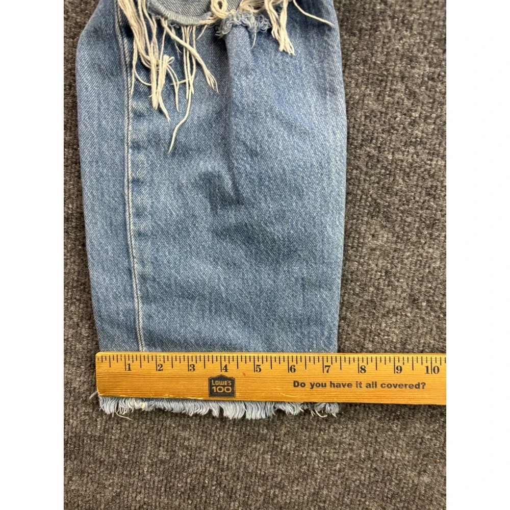 Levi's Wedgie Straight Jeans Womens 28 Blue Distressed Raw Hem Button Fly